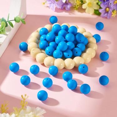 Imagem de 50 contas focais de silicone para caneta, pulseira, cordão de 15 mm, contas redondas de silicone, contas espaçadoras soltas de borracha para chaveiro, colar, joias, artesanato, artesanato