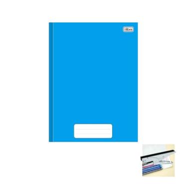 Imagem de Kit Caderno Brochura Capa Dura Azul 80 Folhas Tilibra + Caneta Esferográfica Spiro 0.7mm + Grampeador Alicate HP45