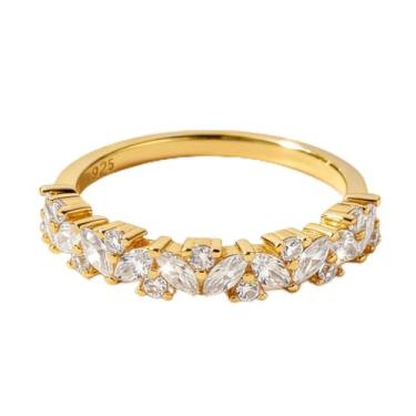 Imagem de 1 anel de olho de cavalo super flash banhado a prata branca para mulheres uso diário namoro melhor presente de aniversário joias finas presentes, Gold-7, Prata, Zircônia cúbica