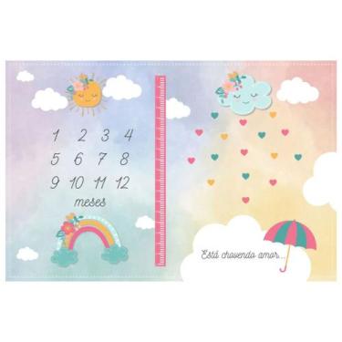 Imagem de Edredom Dupla Face Tapete Foto Bebê Mêsversário Chuva Amor - Minha Est