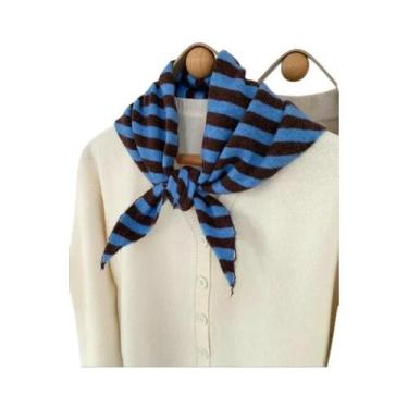 Imagem de Cachecol De Lã Triangular Listrado Quente E Macio Para O Inverno Femin