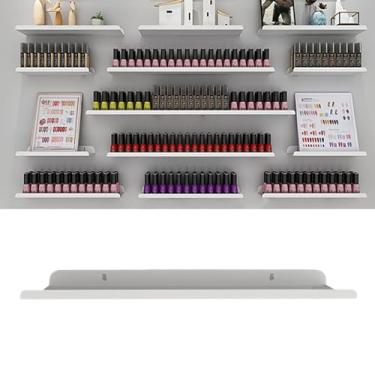 Imagem de uhyOHF Prateleira de esmalte para parede, organizador de esmalte de metal, suporte de parede, organizador de batom e perfume para nail techs (branco-50 cm (19 3/4