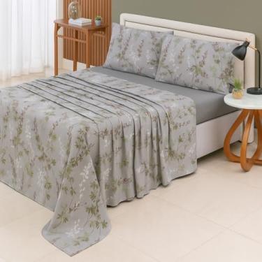 Imagem de RAVATEX, Jogo de Cama Casal Percal 200 Fios Estampado Toque Macio 04 Peças Supercal Vinho