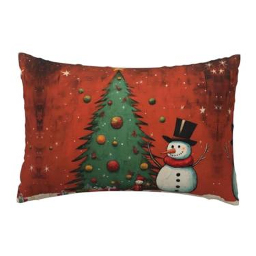 Imagem de Capa de travesseiro de corpo com estampa de árvore de Natal para sala de estar primavera fazenda para decoração de férias em casa