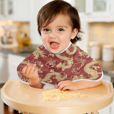 Imagem de CEBUGI Panos para Arrotar Musselina Bebê 56 x 28 cm Toalhas de Bebê Absorventes Macias Dragão Dourado Algodão Arrotar Trapos para Bebês Meninos e Meninas Pacote com 4