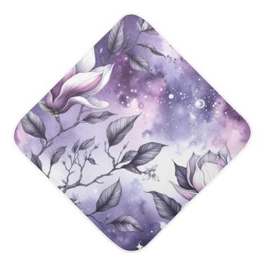 Imagem de Burbuja Toalha de banho para bebês com flores de magnólia - Toalha com capuz de musselina macia e absorvente para recém-nascidos e bebês, 89 x 89 cm