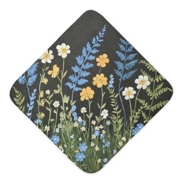 Imagem de STAYTOP Lindas toalhas de bebê com capuz de musselina de flores silvestres, toalha de banho super macia, toalhas de banho absorventes de bebê para banho recém-nascido unissex 76 x 76 cm