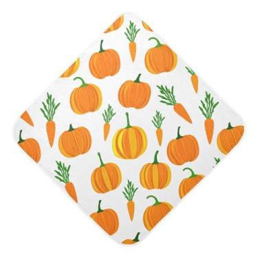 Imagem de Burbuja Toalha de banho de bebê Pumpkins Cenouras - Toalha com capuz de musselina macia e absorvente para recém-nascidos, 89 x 89 cm