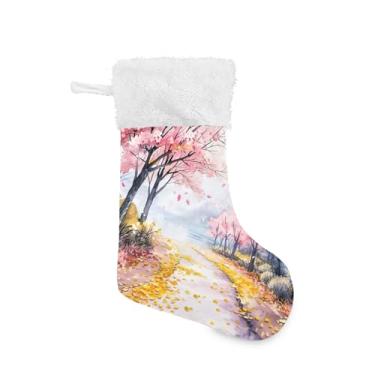 Imagem de xigua Árvores de flores desabrochando meia de Natal personalizada grande doce presente de pendurar meias de Natal decoração para festa de férias em família decoração lareira