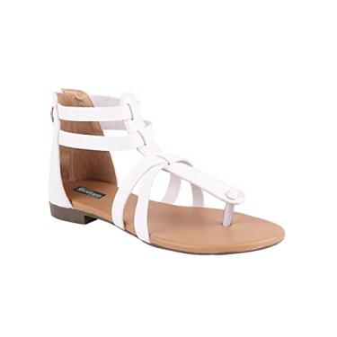 Imagem de Shoetopia Sandálias gladiadoras femininas, Branco, 6.5 UK