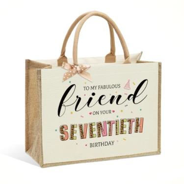 Imagem de NBIAN Sacola feminina vintage com tema 1956, aniversário de 70 anos, vintage nº 70, presente bege grande para mãe, Dia das Mães, Ação de Graças e Natal