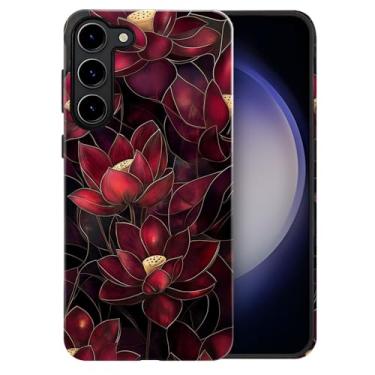 Imagem de heindiy Compatível com Samsung Galaxy S23 Plus, capa brilhante, proteção total, à prova de choque, anti-arranhões, capa de TPU, capas para homem mulher - flor de lótus vibrante