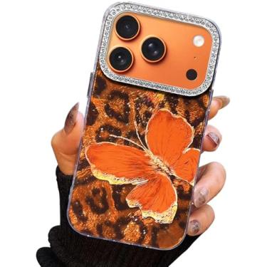 Imagem de I-MGAE-IN-AR Capa compacta para iPhone 17 Pro com design de borboleta, moldura de proteção de lente de câmera de diamante 3D, capa protetora de TPU macia e macia à prova de choque para mulheres