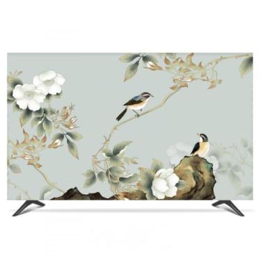 Imagem de Capa de TV para ambientes internos, capa universal contra poeira LCD/LED para televisões de 32 a 80 polegadas, tecido à prova d'água e à prova de poeira, acessório decorativo para sala de estar - flor