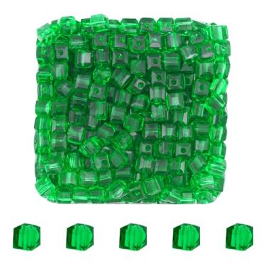 Imagem de Mandala Crafts Contas de cristal de cubo verde de 4 mm – 500 contas de vidro facetadas para fabricação de joias, suprimentos de contas, artesanato DIY, pulseiras, colares, brincos e contas