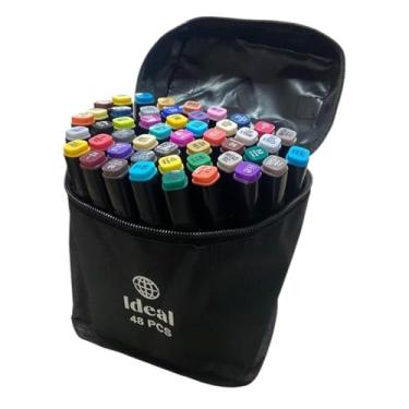 Imagem de Ideal Estojo com 48 Canetas Hidrográficas de Colorir, Multicoloridas, com Zíper, 16x14x11 cm, +3 Anos