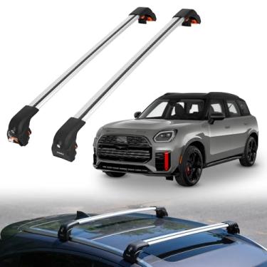 Imagem de ERKUL Barras transversais de rack de teto resistentes para 2025-2026 | Barras transversais de alumínio aerodinâmico atualizadas com sistema de braçadeira inteligente | Compatível com trilhos embutidos