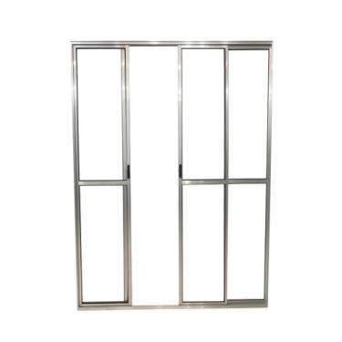 Imagem de Porta Sacada 4 Folhas Aluminio Brilhante C/ Trinco 2.10X2.00 - ARAUJO 