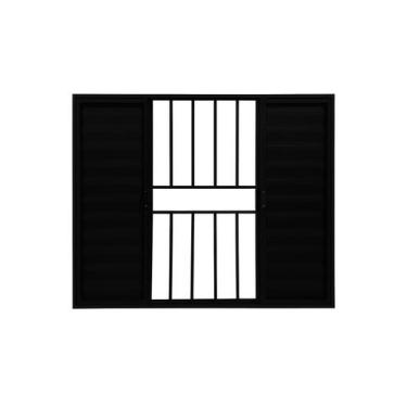 Imagem de Veneziana 6 Folhas Aluminio Preto Com Grade 1,00x1,20 - ARAUJO ESQUADR