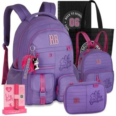 Imagem de Kit Mochila Escolar Rebecca Bonbon RB Estojo Lancheira Exclusivas Refo