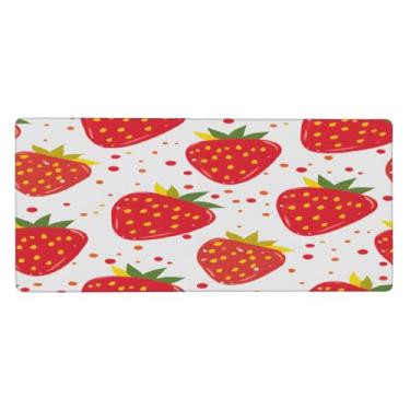 Imagem de Tapete de mouse grande de frutas, morango, bolinhas, fofo, impermeável, protetor de mesa estendido para computador, base de borracha antiderrapante para escritório, computador, teclado, laptop e mesa