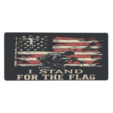 Imagem de Tapete de mouse com bandeira grande retrô da América, impermeável, protetor de mesa estendido, tapete de borracha antiderrapante para escritório, computador, teclado, laptop e mesa de casa, mouse pad