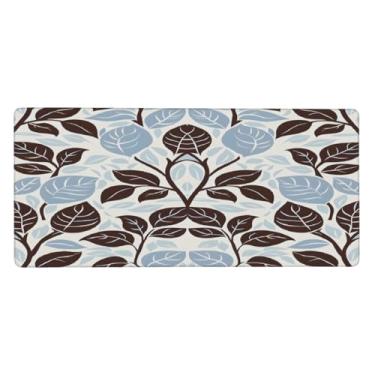 Imagem de Tapete de rato com flores grandes, folhas vintage, à prova d'água, tapete protetor de mesa estendido para computador, base de borracha antiderrapante para escritório, computador, teclado, laptop e