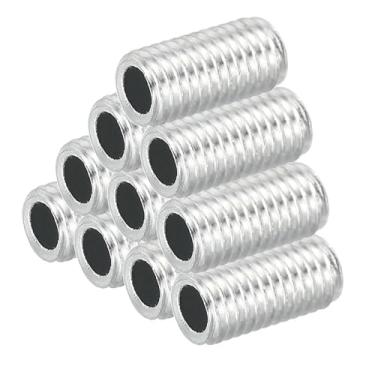 Imagem de Tubo de lâmpada M8 Thread de aço carbono, conjunto de 10 20 mm/0,79 pol. Adaptador de rosca de tubo oco para fixadores para lâmpadas, candelabro, luz de teto, DIY, revestimento de zinco branco