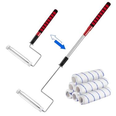 Imagem de Kit de rolo de pintura doméstica de 7 peças, moldura de rolo extensível de 22 cm Gesenwin com 6 capas de substituição de microfibra para soneca de 1/5.1 cm, rolo de pintura ajustável (45.7 cm-91.4 cm