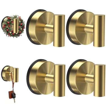 Imagem de VZZNN Pacote com 4 ganchos de ventosa a vácuo de aço inoxidável - ganchos de banheiro reutilizáveis com sucção de toalha de banho resistente - para chuveiro, espelho, parede, banheiro, vidro, toalhas