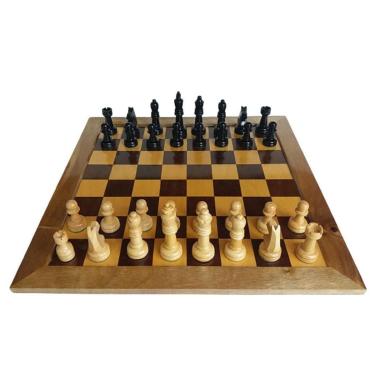 Imagem de JOGO DE XADREZ OFICIAL TABULEIRO MARCHETADO - REI 10 CM-Unissex