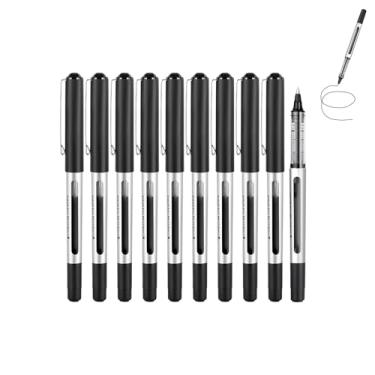 Imagem de GZBABY Canetas esferográficas de ponta fina, 10 peças, caneta esferográfica de secagem rápida, caneta de gel para assinatura de escrita, 0,5 mm, grande volume (preto)