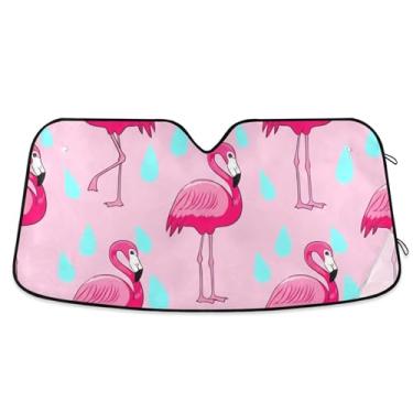 Imagem de Protetor solar de flamingos rosa personalizado para para-brisa de carro retrátil dobrável animal automotivo protetor solar M, 139,7 cm x 70,1 cm