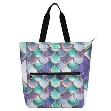 Imagem de GAIGEO Balanças coloridas turquesa sacola feminina de lona para trabalho escolar bolsa de professor com compartimentos