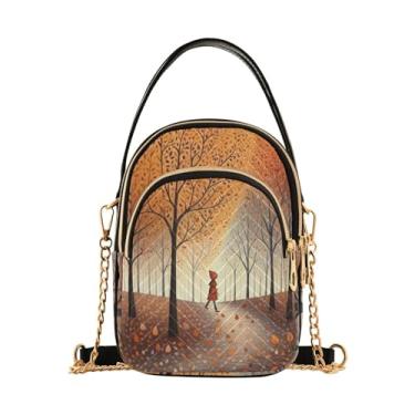Imagem de Bolachas de gengibre em uma bolsa de ombro vermelha com zíper, bolsa tiracolo feminina, bolsa tiracolo feminina, Autumn Beautiful Fallen Leaves-3, One Size
