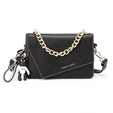 Imagem de NICOLE & DORIS Bolsas transversais pequenas para mulheres, bolsa de ombro elegante, pequena bolsa quadrada para telefone, para festa, casamento, presente, Preto, Large