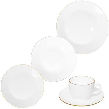 Imagem de Aparelho de Jantar Opaline Catarina Fio de Ouro 20 peças - Hauskraft