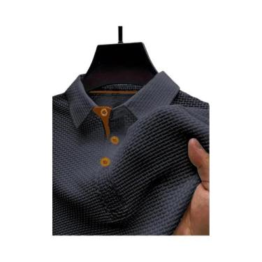 Imagem de Camiseta polo masculina de manga curta com lapela de seda gelada de ve