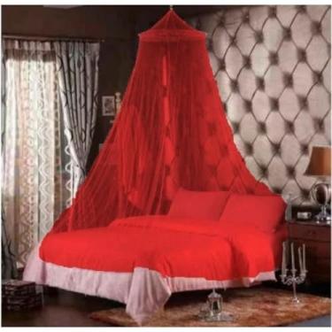 Imagem de Mosquiteiro de Teto com Elástico Universal – Casal, Solteiro e Box | Rede Proteção Contra Mosquitos(vermelho)