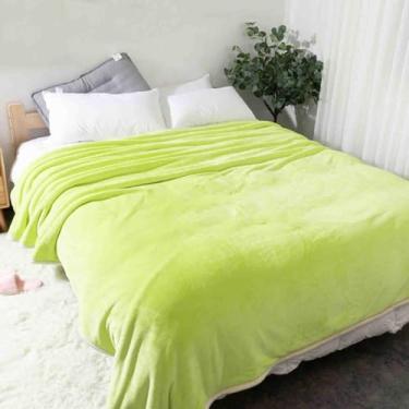 Imagem de Cobertor de lã, cobertores e mantas fofos, femininos, masculinos, para cama, adulto, longo, duplo, solteiro, para sofá, lã grossa de camada dupla, quente, inverno, macio e confortável (verde, 180 x
