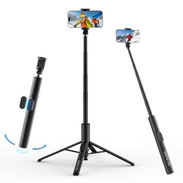 Imagem de ULANZI Tripé de telefone pop-up automático de 60 polegadas com controle remoto Bluetooth, suporte de telefone ativado por gravidade para transmissão ao vivo e vídeo, bastão de selfie ajustável para