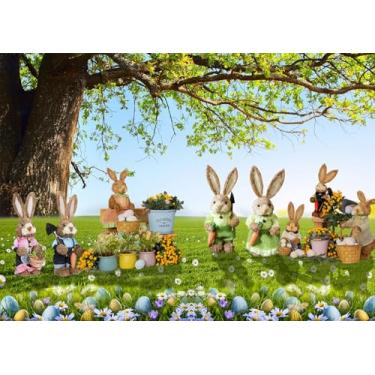 Imagem de DePhoto 2,8 x 1,5 m de fundo de coelho de Páscoa para decoração de festa de aniversário, decoração de festa de aniversário, adereços de vinil para sessão de fotos