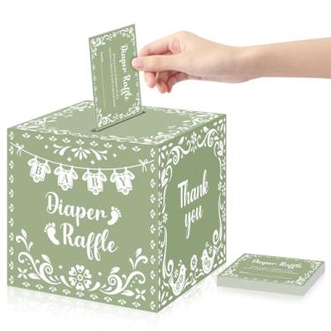 Imagem de Ctosree Cielito Lindo Sorteio de Fraldas com Caixa - Convites Mexicanos para Chá de Bebê Conjunto de 50 Rifas de Sorteio de Fraldas para Chá de Bebê e Decoração de Festa de Revelação de Gênero (Verde)
