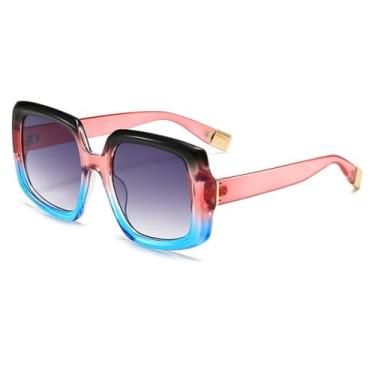 Imagem de Óculos de Sol UV400 - Armação Grande com Lentes Degradê Coloridas para Homens e Mulheres, Ideais para Esportes ao Ar Livre, Corrida e Ciclismo, Rosa