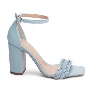 Imagem de Sandália Feminina Salto Alto Cor Azul com Fivela de Ajuste - Torricell