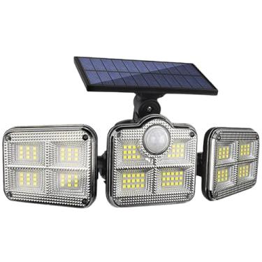 Imagem de Luminaria Solar Para Ambientes Externos Com Controle Remoto LED Com Sensor De Movimento Solar 3 Cabeças