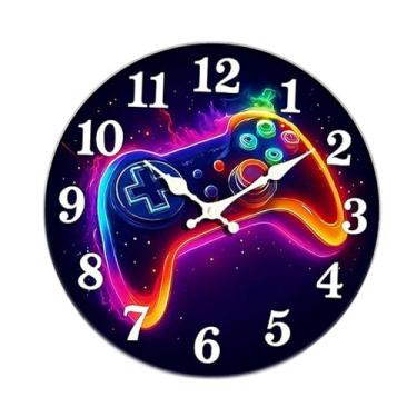 Imagem de Baoblaze Relógio de parede em formato de controle de videogame, silencioso, elegante e moderno. Ideal para decoração de escritório, cozinha, quarto e sala de, M