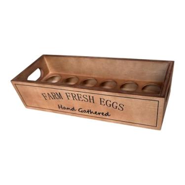 Imagem de Bothyi Porta-ovos de madeira, cesto de armazenamento de mesa empilhável, organizador para supermercado, armazenamento de ovos frescos e fazendas.