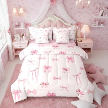 Imagem de Erosebridal Jogo de lençol com laço fofo, 7 peças, para meninas, com laço rosa, princesa, sonhadora, para crianças, adolescentes, mulheres, decoração de quarto estética, com 2 fronhas