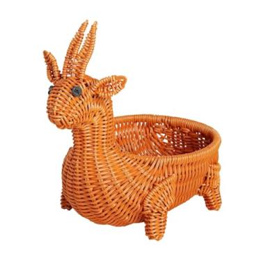 Imagem de WeiLaiKeQi Cesto trançado em formato de animal, leve, para decoração de casa, criativo, organizador de despensa, fruteira para mesa de centro, Ovelha